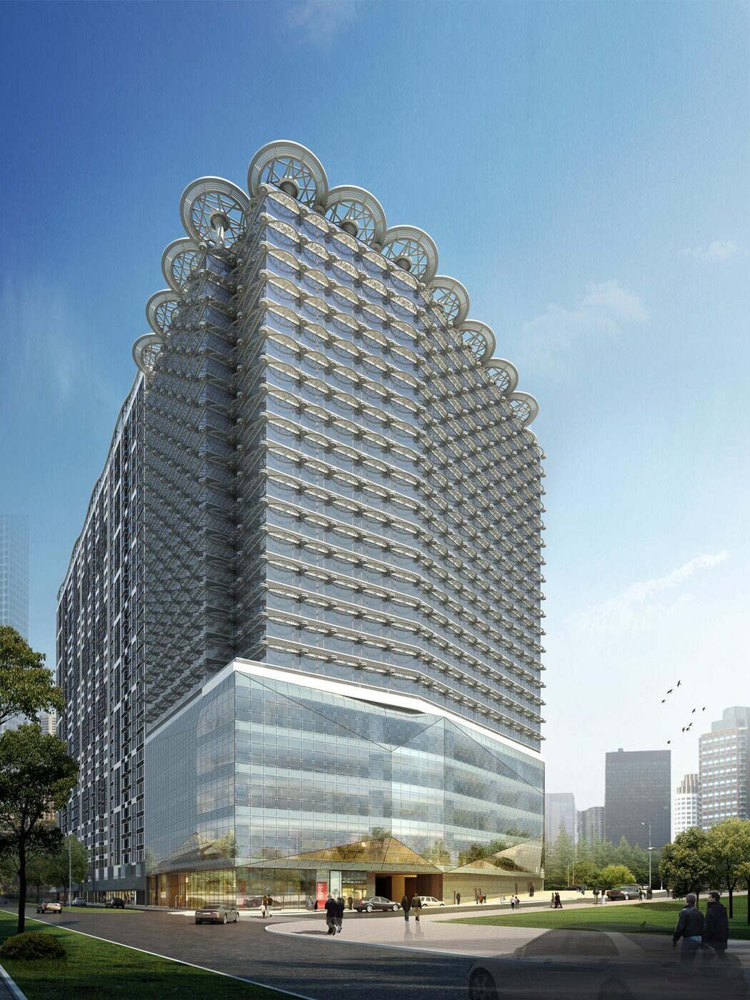 Rendering of the podium and tower